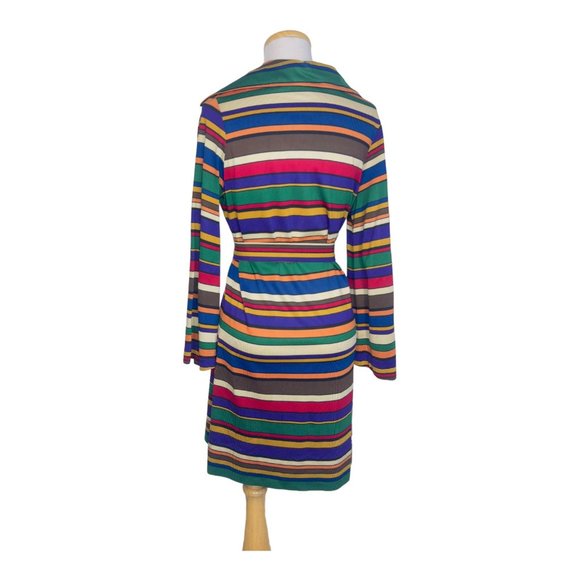 Sunny South Fashions of Dallas Striped Silk Knit Dress Vintage 1970s Rainbow - Picture 7 of 12